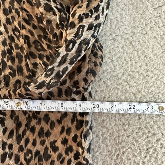 Vintage Silk Leopard Print Longline Tunic Button Front Sheer Slits - Picture 14 of 16